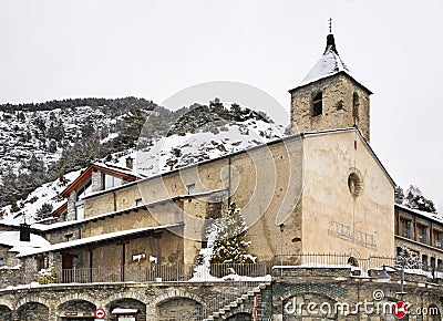 Sant Corneli and Sant CebriÃ  church Ordino. Andorra Stock Photo